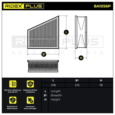 Luftfilter RIDEX 8A1056P 8A1056P - foto 7