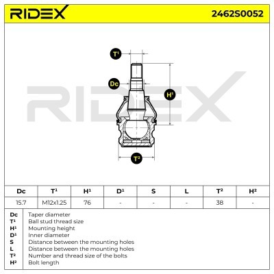 Traggelenk RIDEX 2462S0052 2462S0052 - foto 3