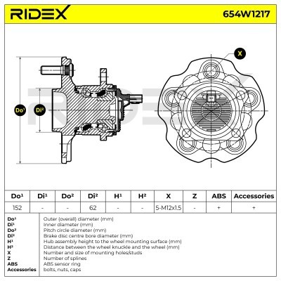 Radlager RIDEX 654W1217 654W1217 - foto 6