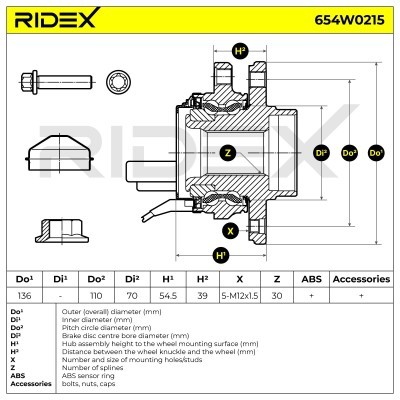 Radlager RIDEX 654W0215 654W0215 - foto 7