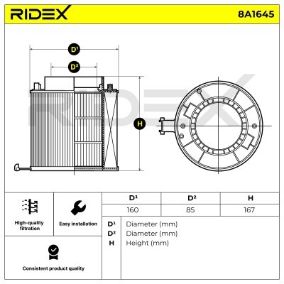 Luftfilter RIDEX 8A1645 8A1645 - foto 6