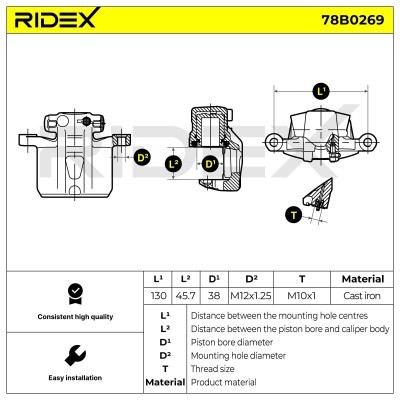Bremssattel RIDEX 78B0269 78B0269 - foto 5