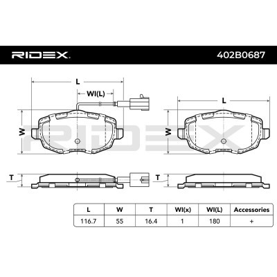 Bremsbeläge Satz RIDEX 402B0687 402B0687 - foto 3