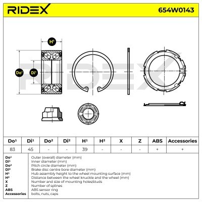 Radlager RIDEX 654W0143 654W0143 - foto 5