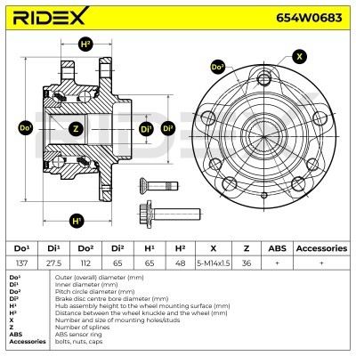 Radlagersatz RIDEX 654W0683 654W0683 - foto 6