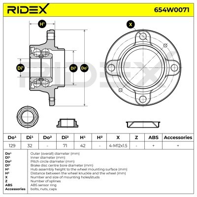 Radlager RIDEX 654W0071 654W0071 - foto 2