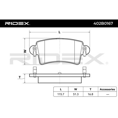 Bremsbeläge Satz RIDEX 402B0167 402B0167 - foto 6