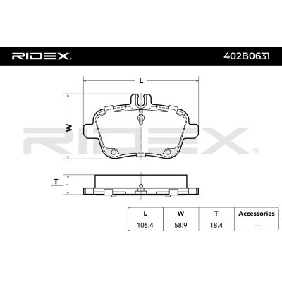 Bremsbeläge Satz RIDEX 402B0631 402B0631 - foto 3