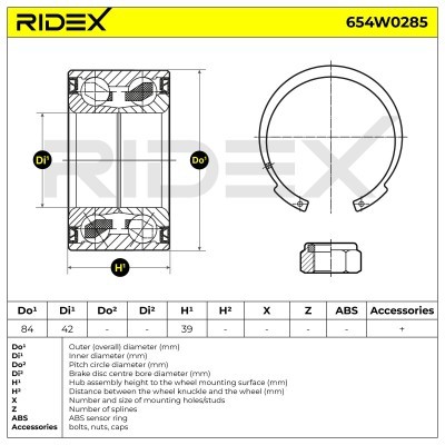 Radlager RIDEX 654W0285 654W0285 - foto 7