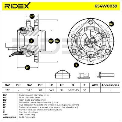 Radlager RIDEX 654W0039 654W0039 - foto 6