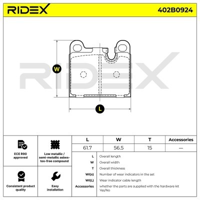 Bremsbeläge Satz RIDEX 402B0924 402B0924 - foto 7