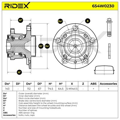 Radlager RIDEX 654W0230 654W0230 - foto 6