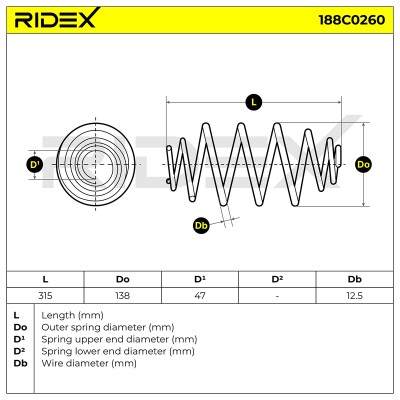 Fahrwerksfeder RIDEX 188C0260 188C0260 - foto 5