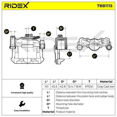 Bremssattel RIDEX 78B1115 78B1115 - foto 7