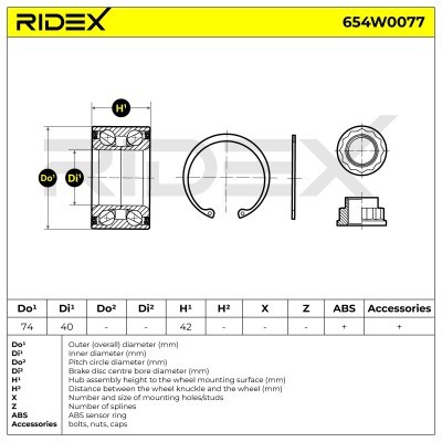Radlager RIDEX 654W0077 654W0077 - foto 2