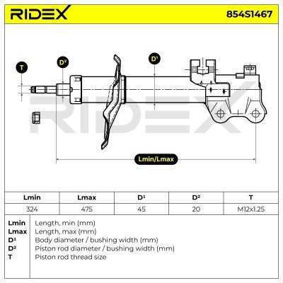 Stoßdämpfer RIDEX 854S1467 854S1467 - foto 8