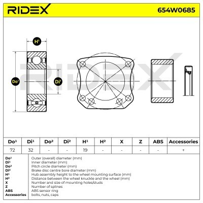 Radlager RIDEX 654W0685 654W0685 - foto 6