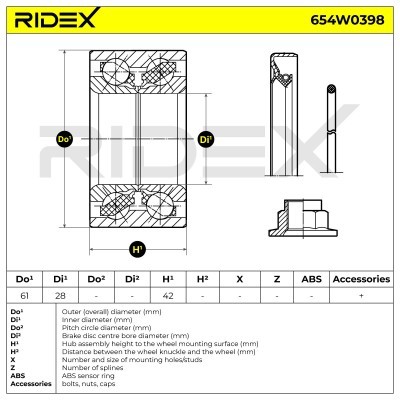Radlager RIDEX 654W0398 654W0398 - foto 6