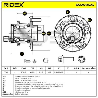 Radlager RIDEX 654W0424 654W0424 - foto 5