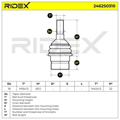 Traggelenk RIDEX 2462S0310 2462S0310 - foto 5