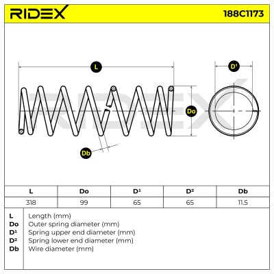 Fahrwerksfeder RIDEX 188C1173 188C1173 - foto 5
