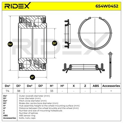 Radlager RIDEX 654W0452 654W0452 - foto 2