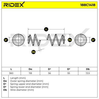 Fahrwerksfeder RIDEX 188C1418 188C1418 - foto 5