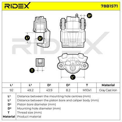 Bremssattel RIDEX 78B1571 78B1571 - foto 12