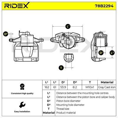 Bremssattel RIDEX 78B2294 78B2294 - foto 6