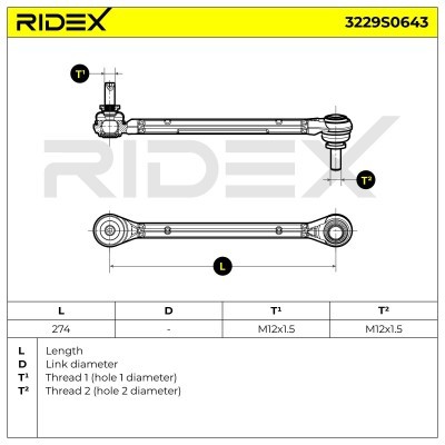Stabilisator Stange RIDEX 3229S0643 3229S0643 - foto 5