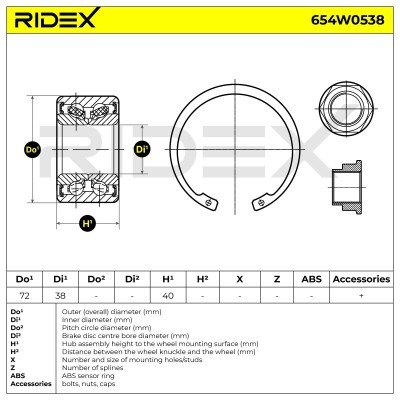 Radlager RIDEX 654W0538 654W0538 - foto 3