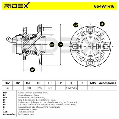Radlager RIDEX 654W1416 654W1416 - foto 7
