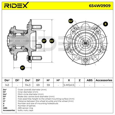 Radlager RIDEX 654W0909 654W0909 - foto 5