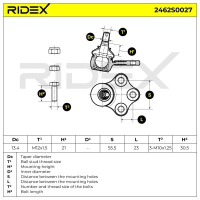 Traggelenk RIDEX 2462S0027 2462S0027 - foto 8