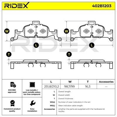 Bremsbeläge Satz RIDEX 402B1203 402B1203 - foto 6
