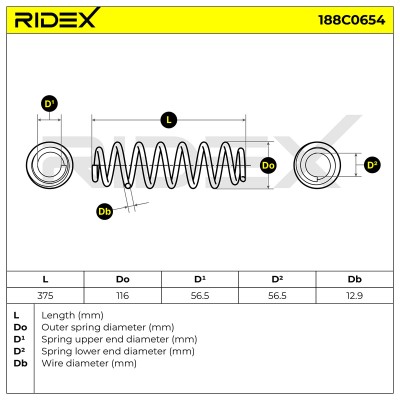 Fahrwerksfeder RIDEX 188C0654 188C0654 - foto 6