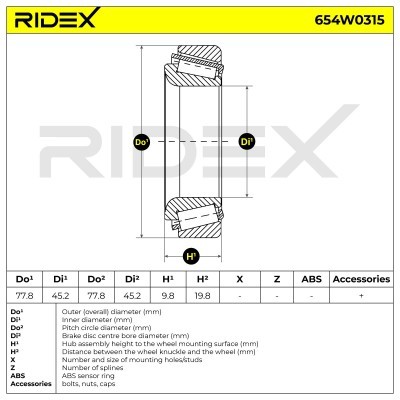 Radlagersatz RIDEX 654W0315 654W0315 - foto 3