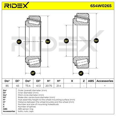 Radlager RIDEX 654W0265 654W0265 - foto 9