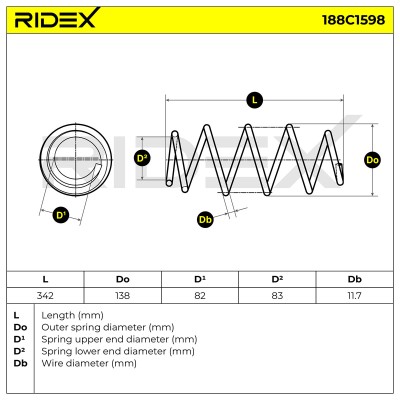 Fahrwerksfeder RIDEX 188C1598 188C1598 - foto 4