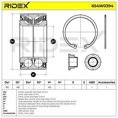 Radlager RIDEX 654W0394 654W0394 - foto 7