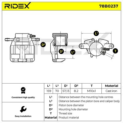 Bremssattel RIDEX 78B0237 78B0237 - foto 5