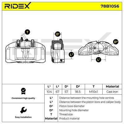Bremssattel RIDEX 78B1056 78B1056 - foto 6