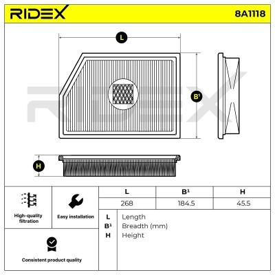 Luftfilter RIDEX 8A1118 8A1118 - foto 7