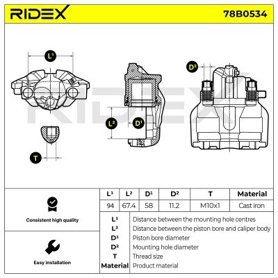 Bremssattel RIDEX 78B0534 78B0534 - foto 7