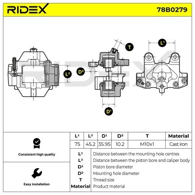 Bremssattel RIDEX 78B0279 78B0279 - foto 8