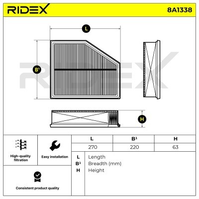 Luftfilter RIDEX 8A1338 8A1338 - foto 6