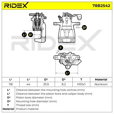 Bremssattel RIDEX 78B2542 78B2542 - foto 7