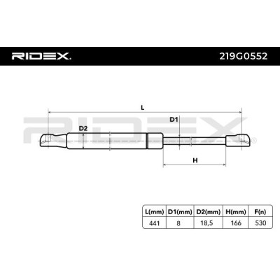 Gasfeder, Koffer-/Laderaum RIDEX 219G0552 219G0552 - foto 7