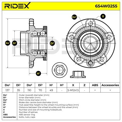 Radlager RIDEX 654W0255 654W0255 - foto 5