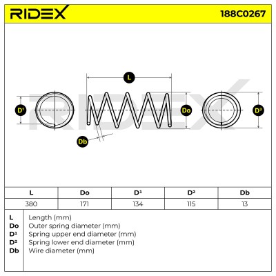 Fahrwerksfeder RIDEX 188C0267 188C0267 - foto 5